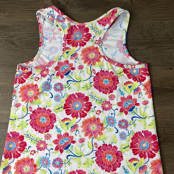 Garnet Hill Kids Girls Floral Racerback Tank Dress, Pink White, size XL - Picture 9 of 9